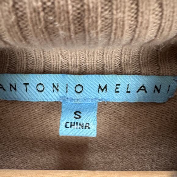 Antonio Melani Cashmere Dress Mockneck Taupe Beige Relaxed Minimalist Small - Picture 4 of 11